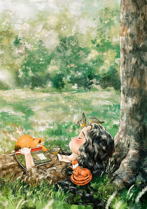 韩国插画师aeppol笔下的森系女孩