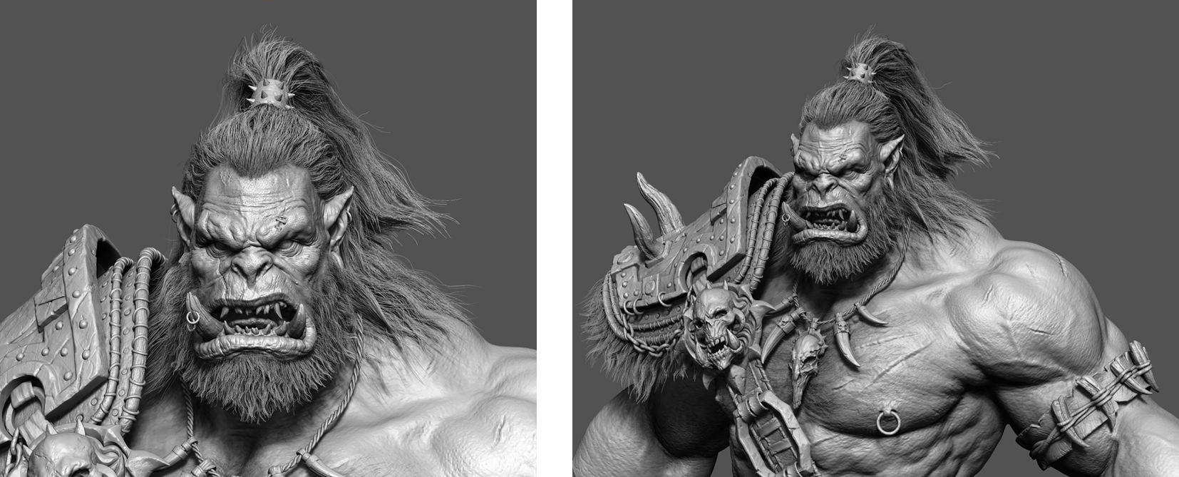 高模在zbrush分紫外线. 只做半身. 在substance painter绘制贴图.