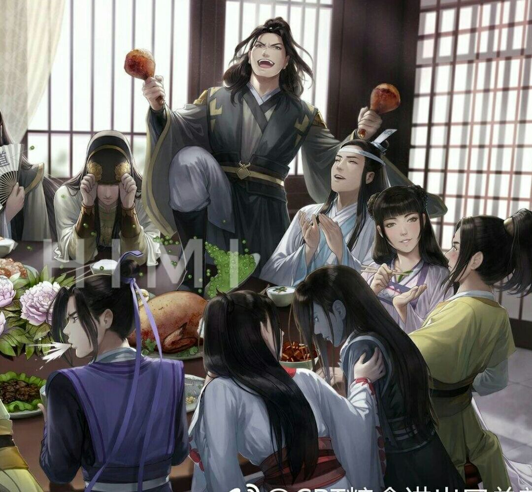 魔道祖师:外国网友画魔道众人吃“团圆饭”,金光瑶一脸崩溃