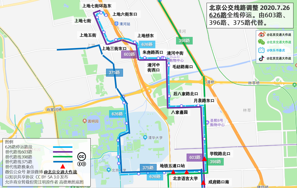 626路全线停运.由603路,396路,375路代替.