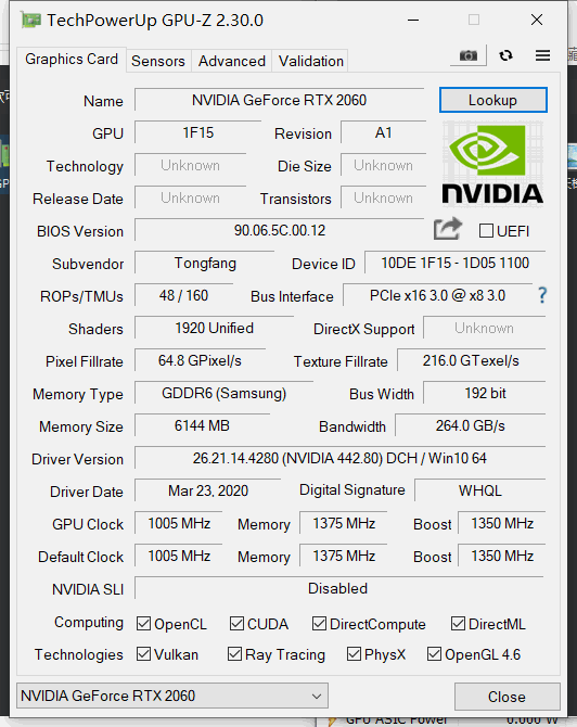 rtx2060 gpuz,影驰rtx20606g 火影笔记本t5-6r amd4800h rtx2060 简单测试