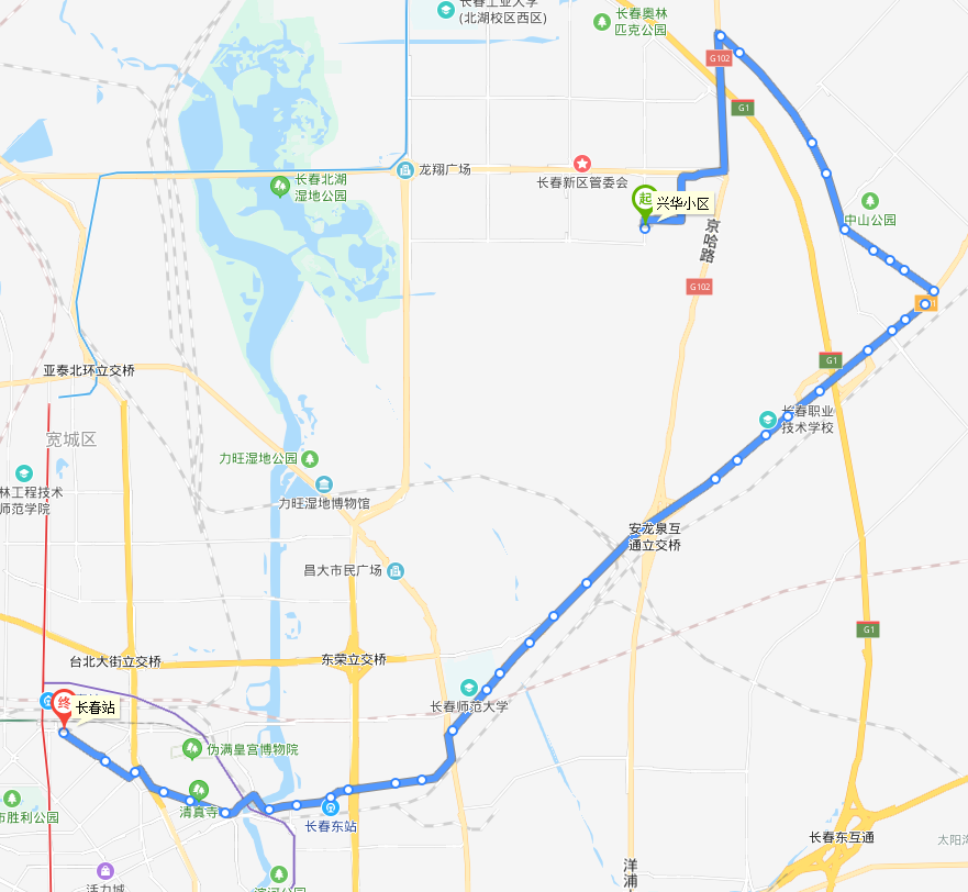 典型支线:长春116路兴华支线