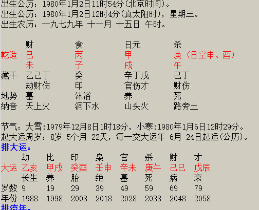 小寒前四天出生是子中癸水本气司令当权,癸水未透天干,因此仍然按庚金