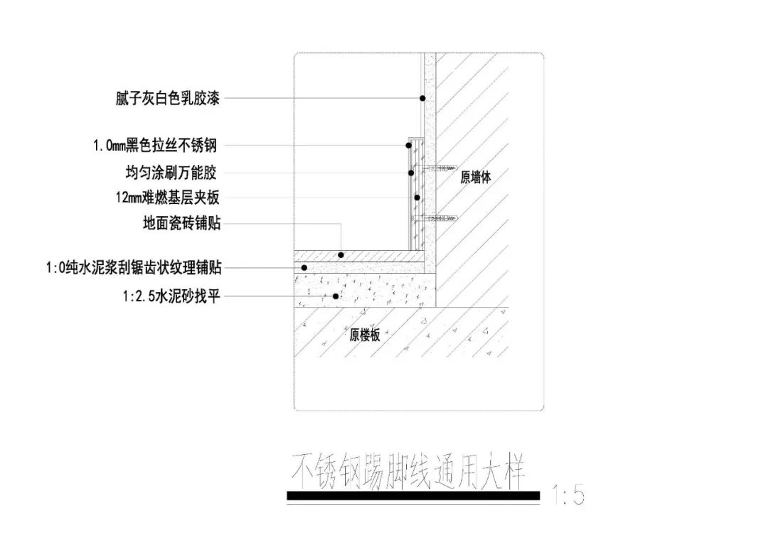 项目施工图分享 | 踢脚线通用大样图