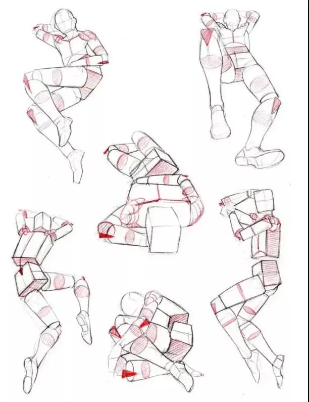 【绘画教程】人体动态姿势画法,坐,躺,走,跑,跳跃.