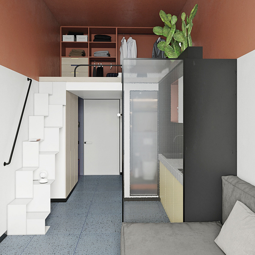 loft单身小户型设计!23平米现代北欧风跃层小公寓