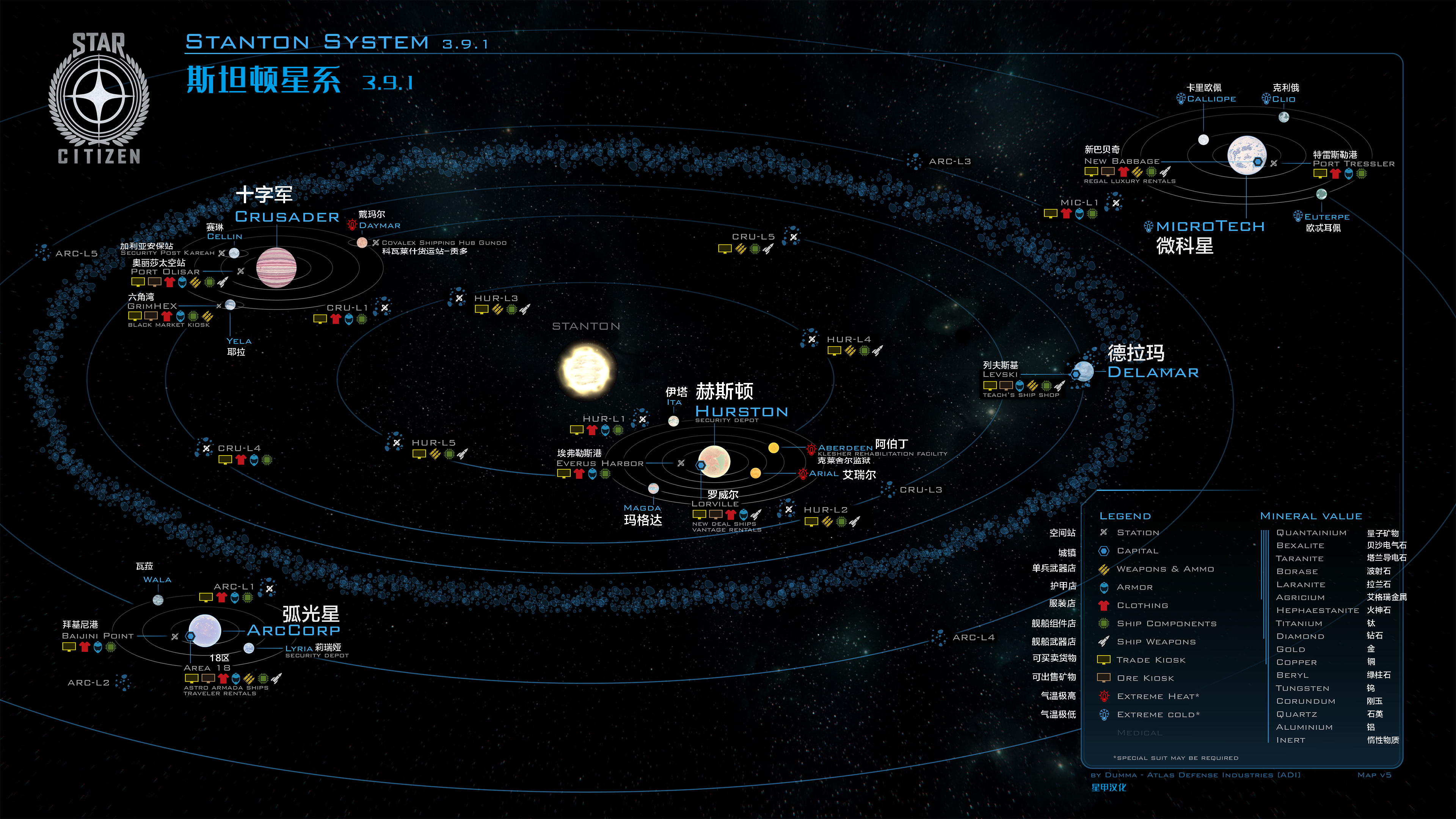 星际公民a测391版本中文星图星球地点介绍