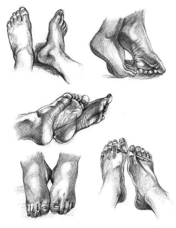 教你脚的结构素描画法,初学者按照结构画,很