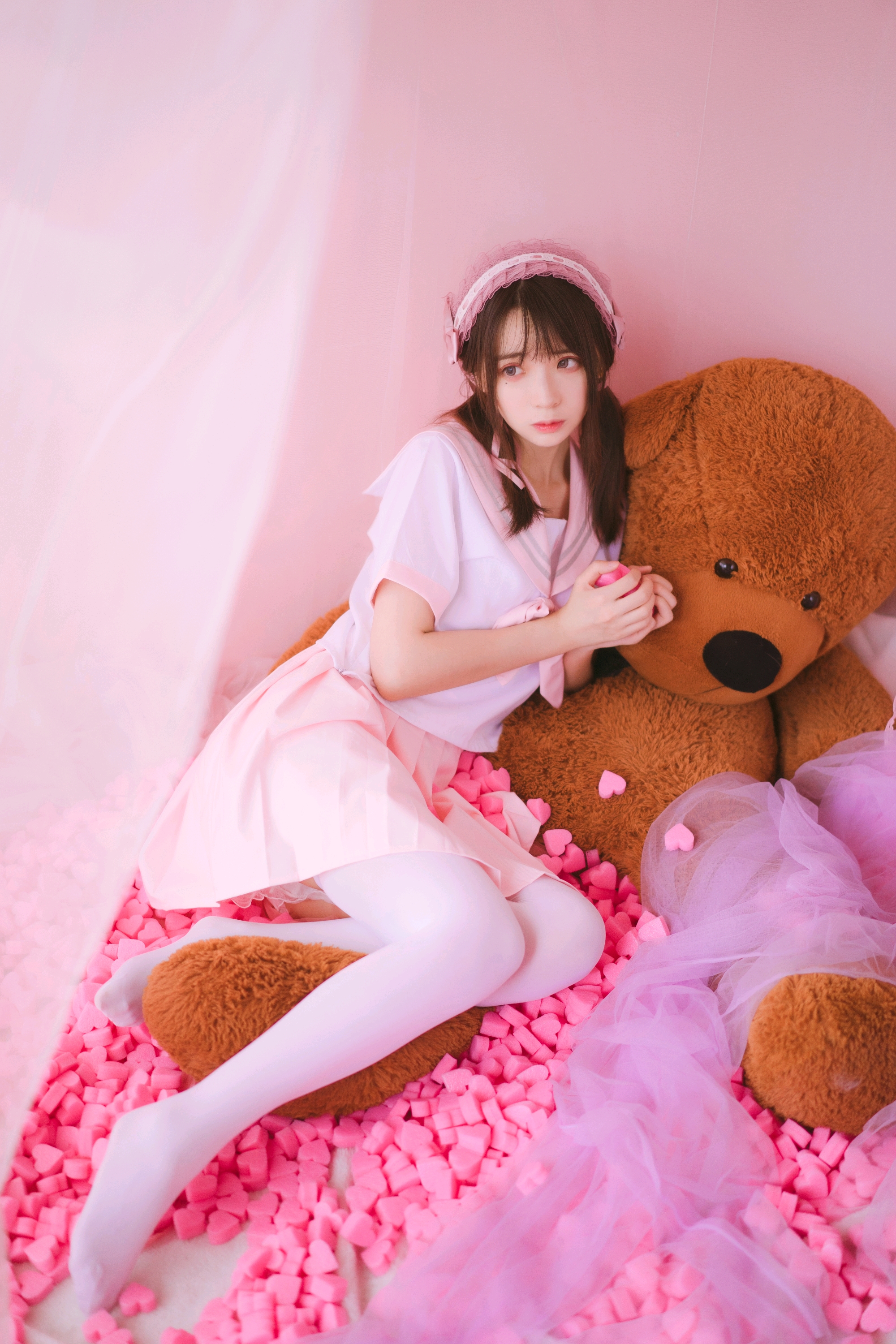 超可爱,粉色水手服,全套图