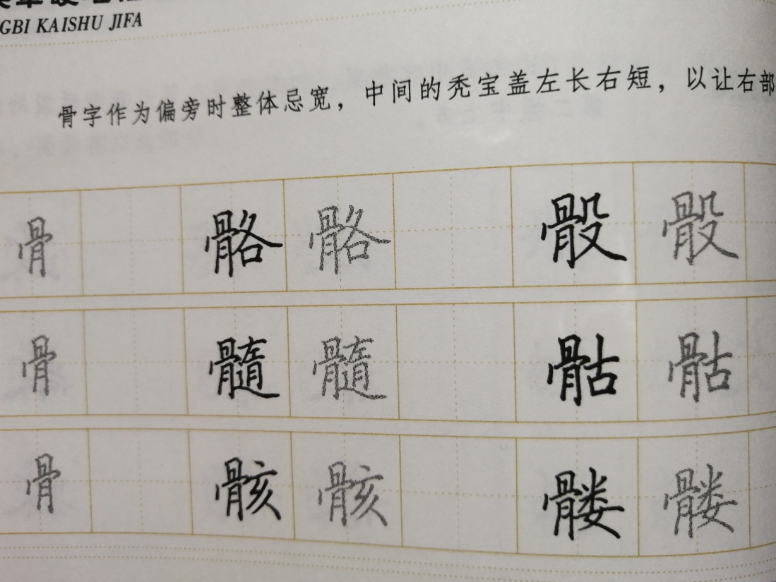 【个人练字向】偏旁:骨 欠