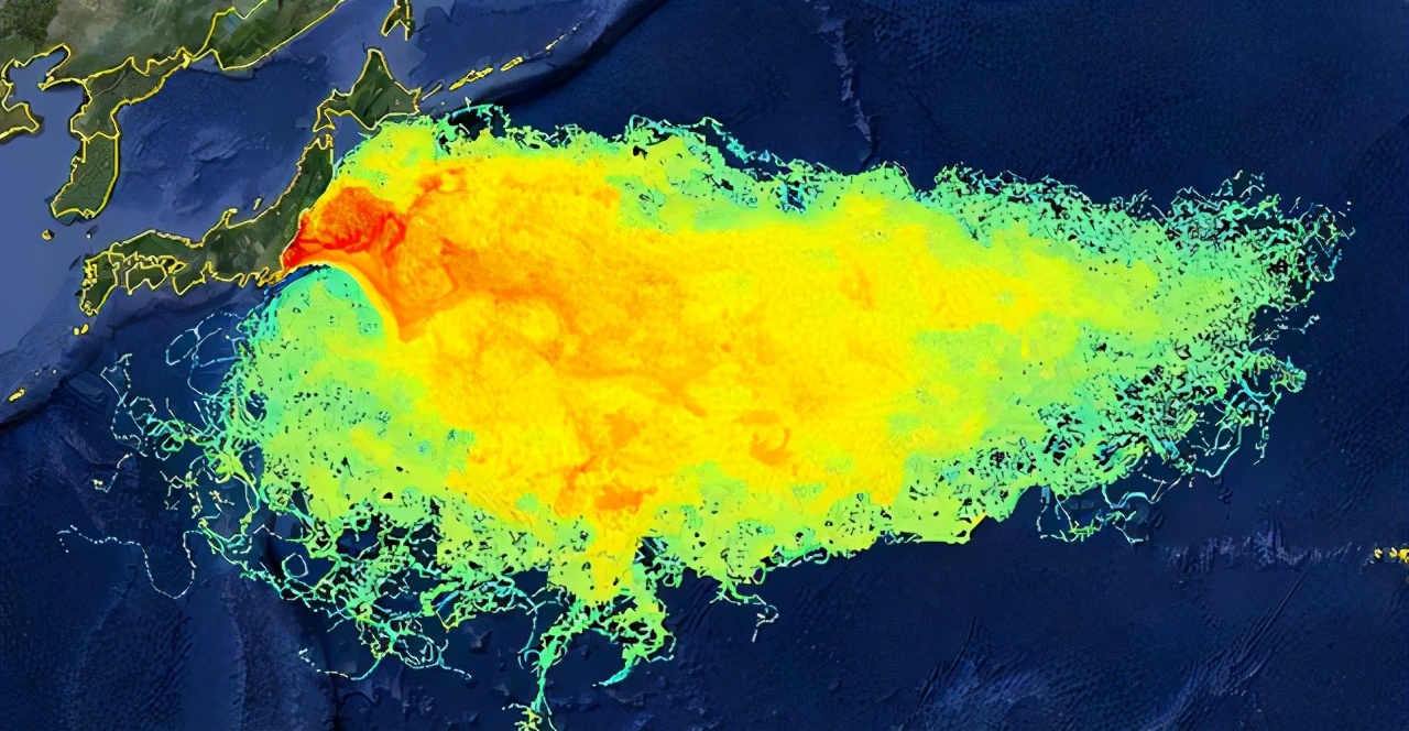 图为随洋流扩散的放射性污染