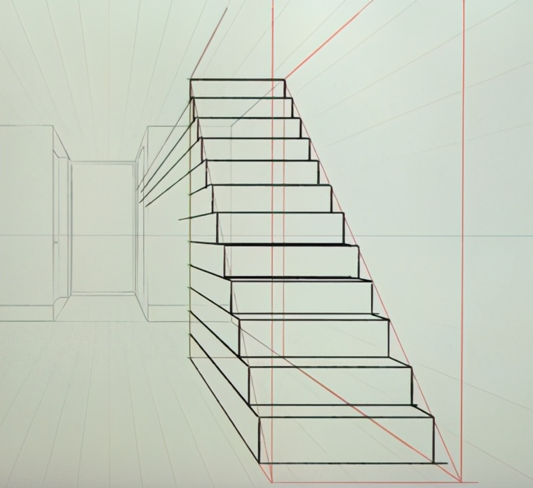 日系楼梯怎么画教你用一点透视画日系楼梯