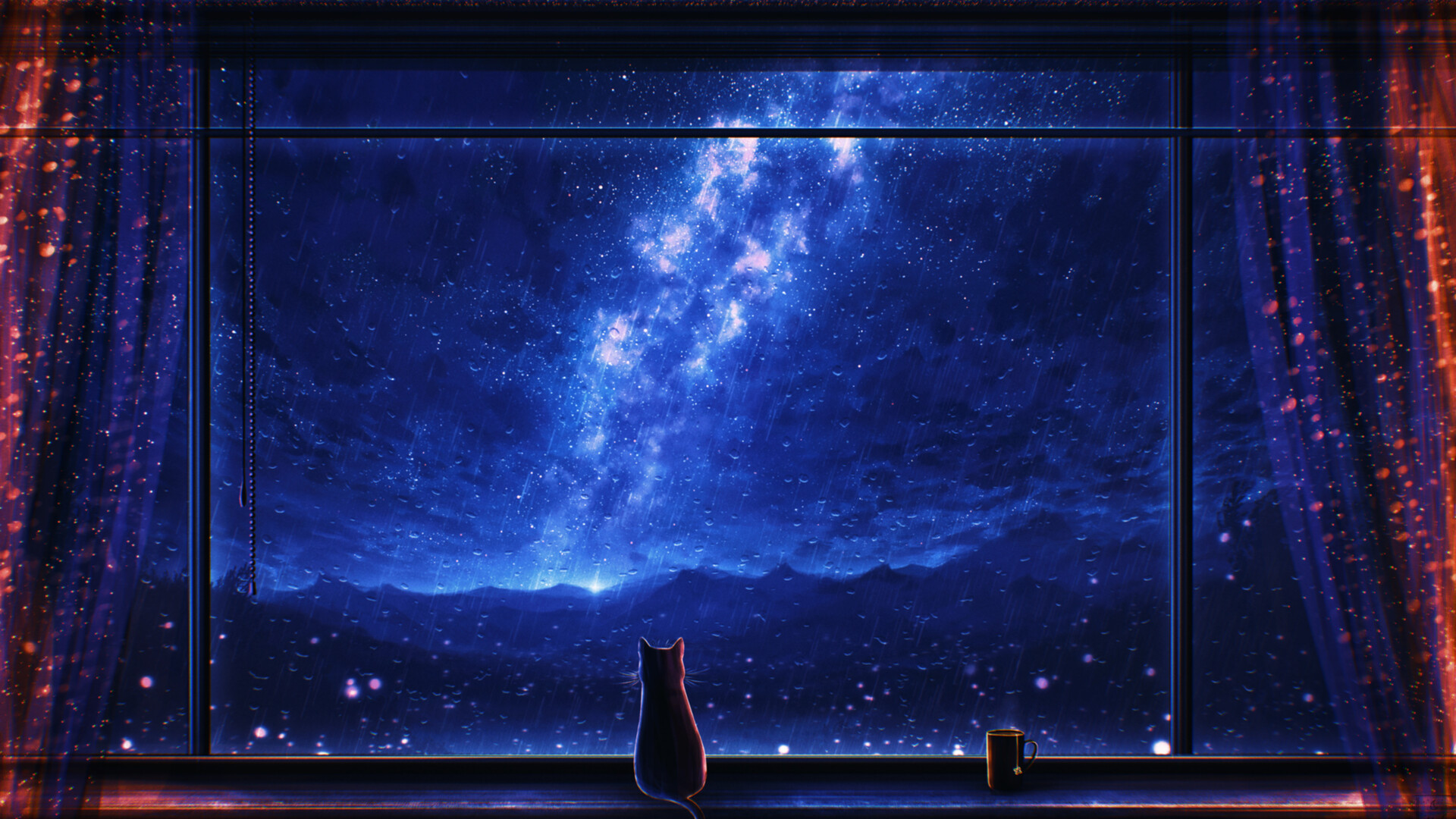 有星星的夜里,皓月与彩云与你相伴~星夜主题壁纸