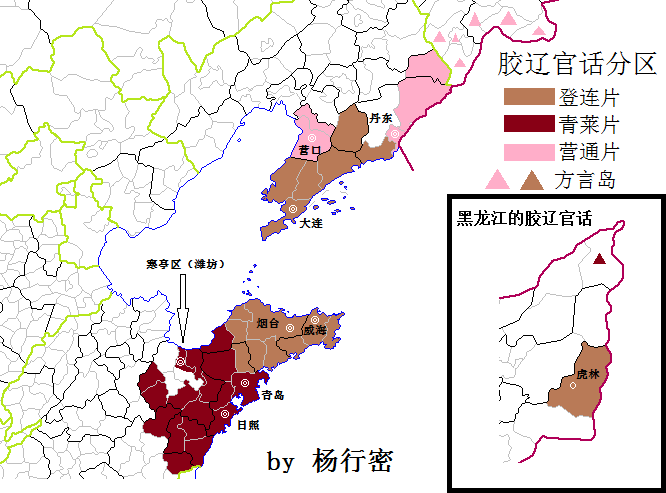 胶辽官话是分布于山东省东部和辽宁省南部的一种方言,和东北话并不是