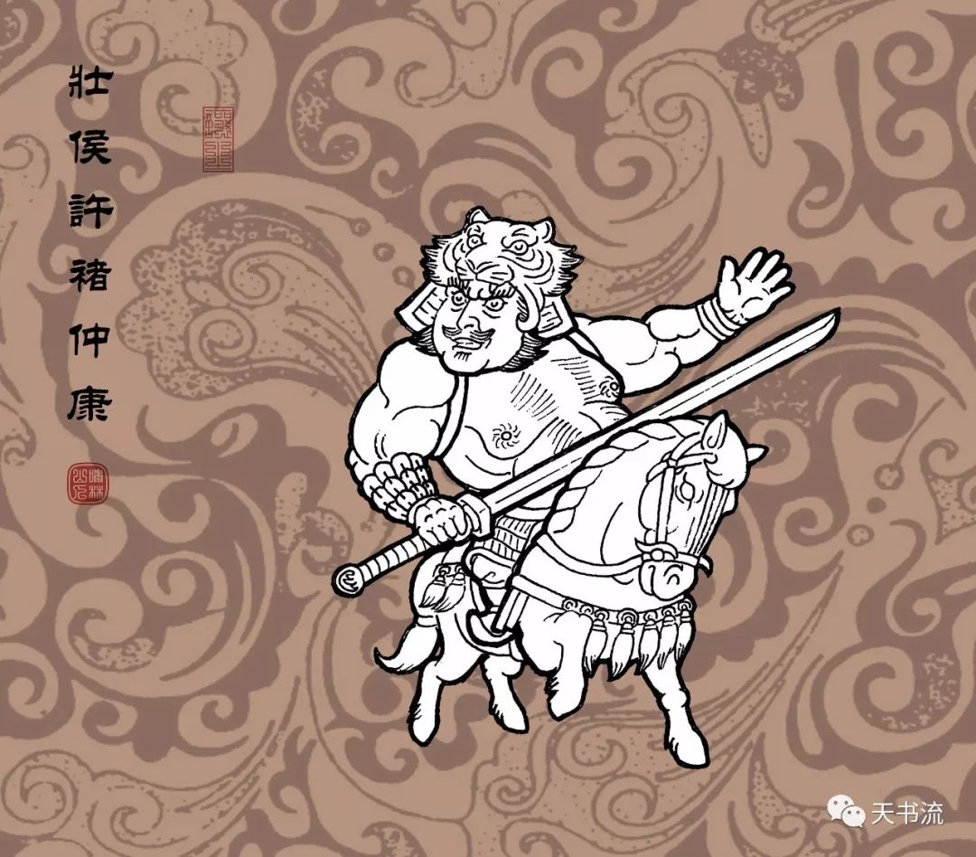 古典 素描 门神 q版 汉甲三国人物画像