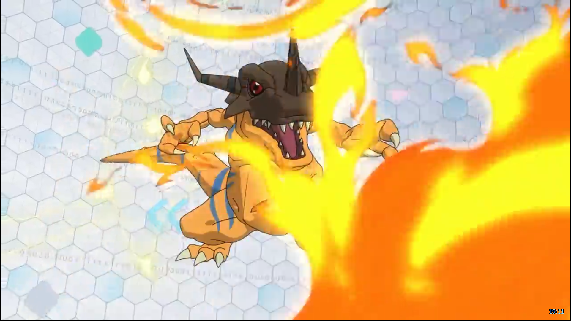 太一:agumon,一起阻止他! 亚古兽:哦!