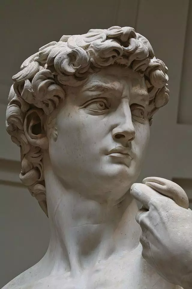 米开朗基罗的大卫像是文艺复兴的代表作,由白色大理石制成   wiki