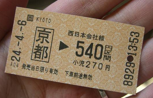 从京都站购买的jr车票