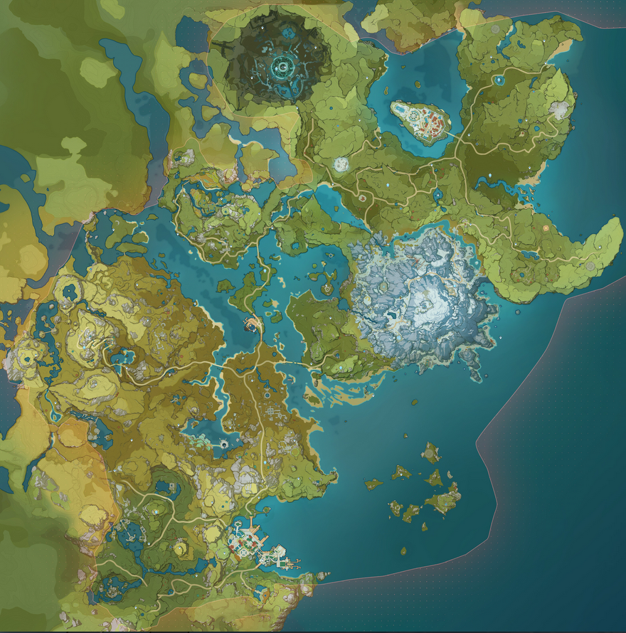 原神提瓦特大陆高清版地图分享(蒙德,璃月,金苹果岛,稻妻2.0)