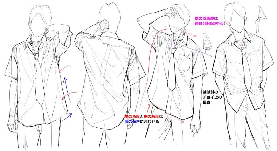 绘画素材衣服布料褶皱描绘等171p素材参考