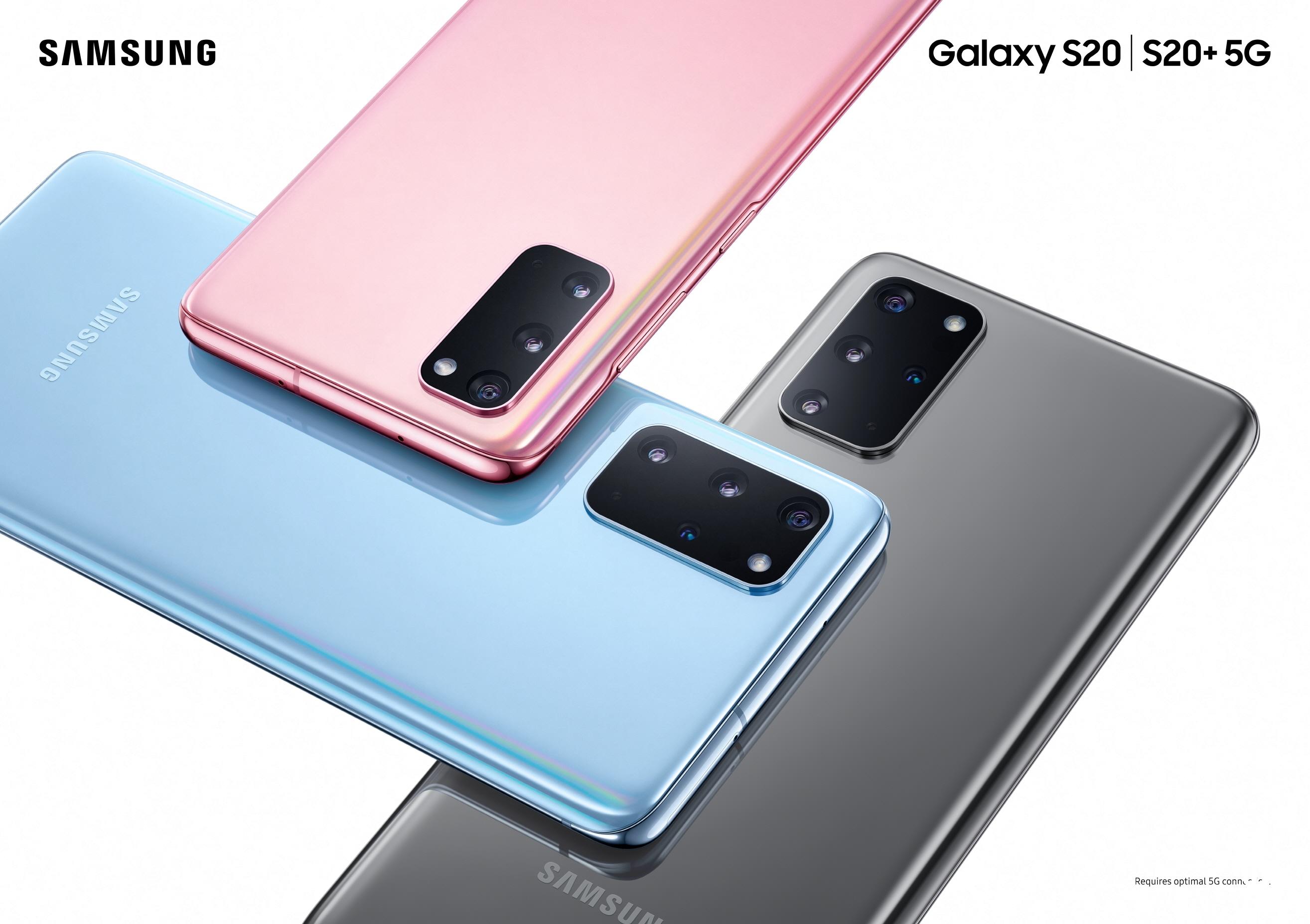 s20 提供遐想灰,浮氧蓝和幻游黑三款颜色;而三星galaxy s20 ultra则