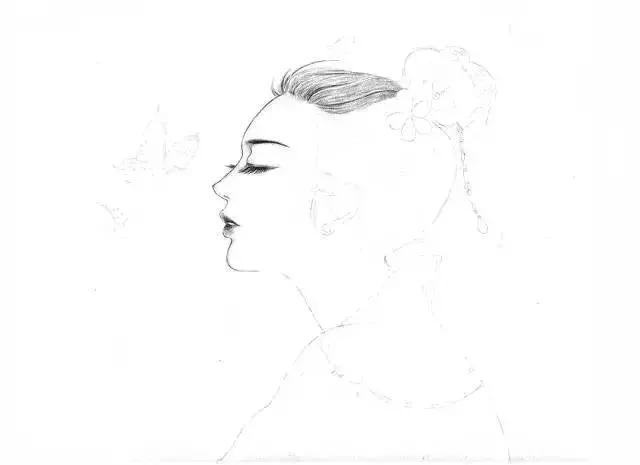 素描教程侧颜古装美人美得令人陶醉