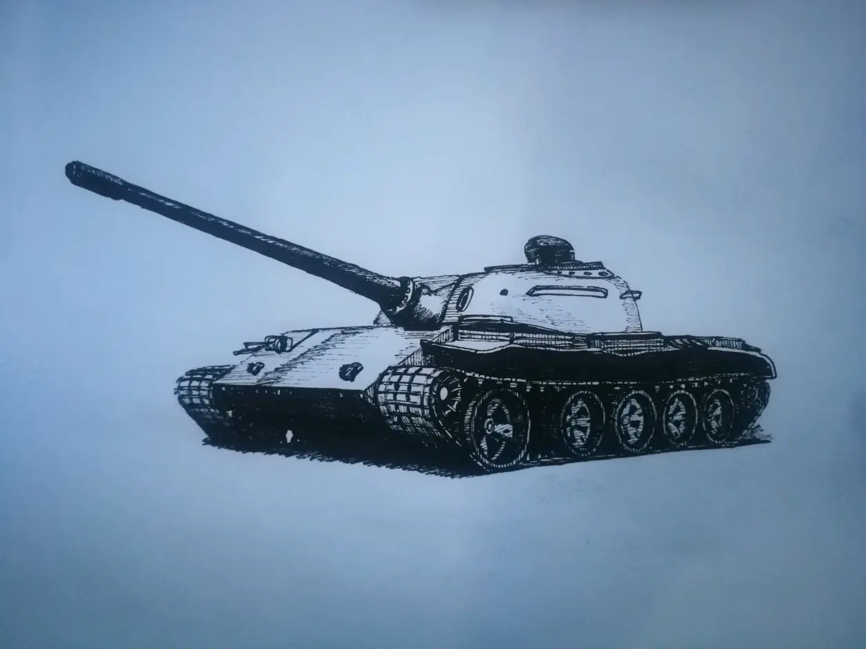 圆珠笔画之北越t54坦克
