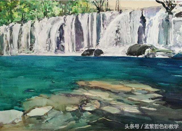 用水彩画瀑布原来可以这么美