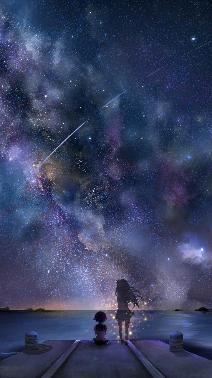 手机壁纸 星空特辑第五期 碧蓝夜空下你与我 by:b站盐