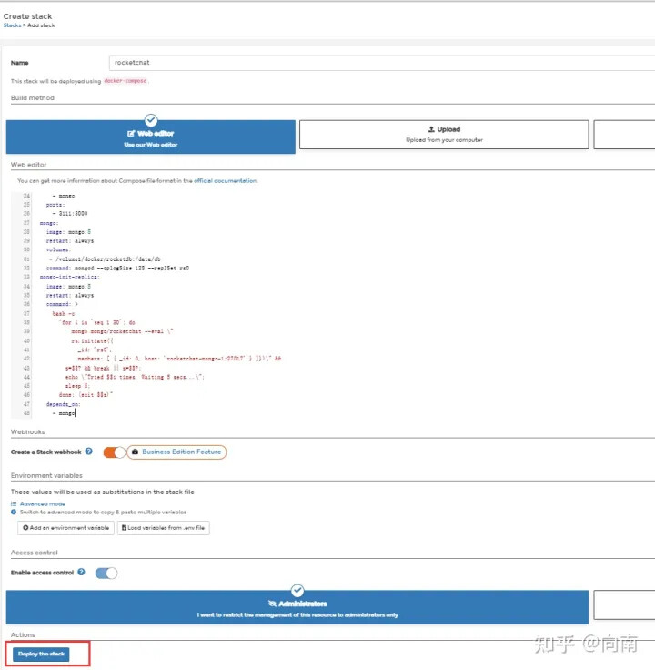 利用DockerPortainer在群晖SynologyNAS上安装Rocket.Chat插图4 利用DockerPortainer在群晖SynologyNAS上安装Rocket.Chat插图4