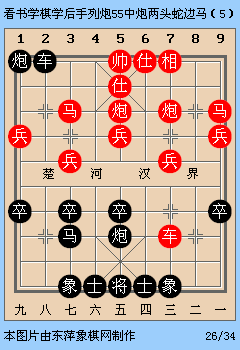 动态棋谱 后手列炮(55)红中炮两头蛇跳边马兑右车 黑弃马强攻