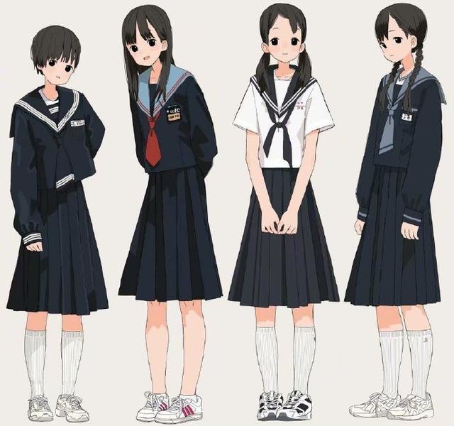 人体绘画日式高校少女jk制服姿势素材参考