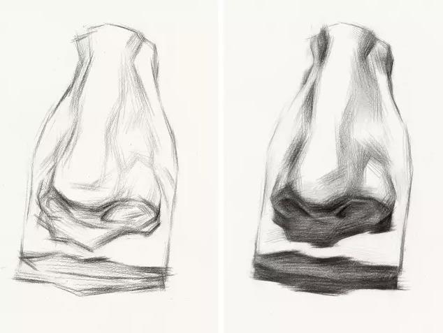 美术生联考素描石膏头像之鼻子的正确画法图片