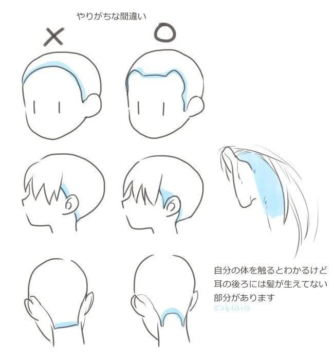 头发教程初学者怎样画动漫人头头发新手临摹