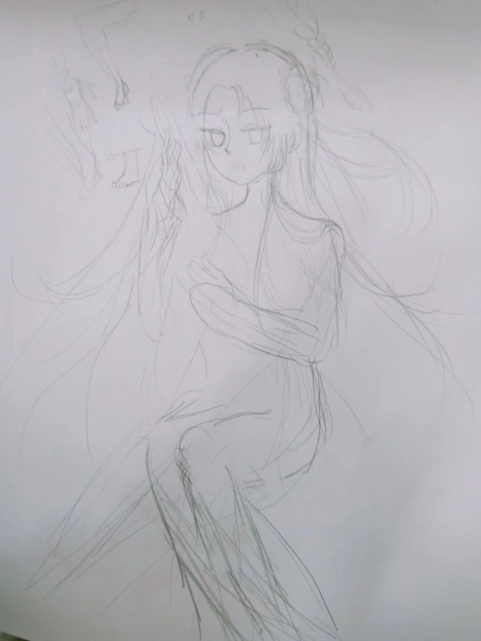 这个是想画一个比较古风的琴女,没有服装思路x2
