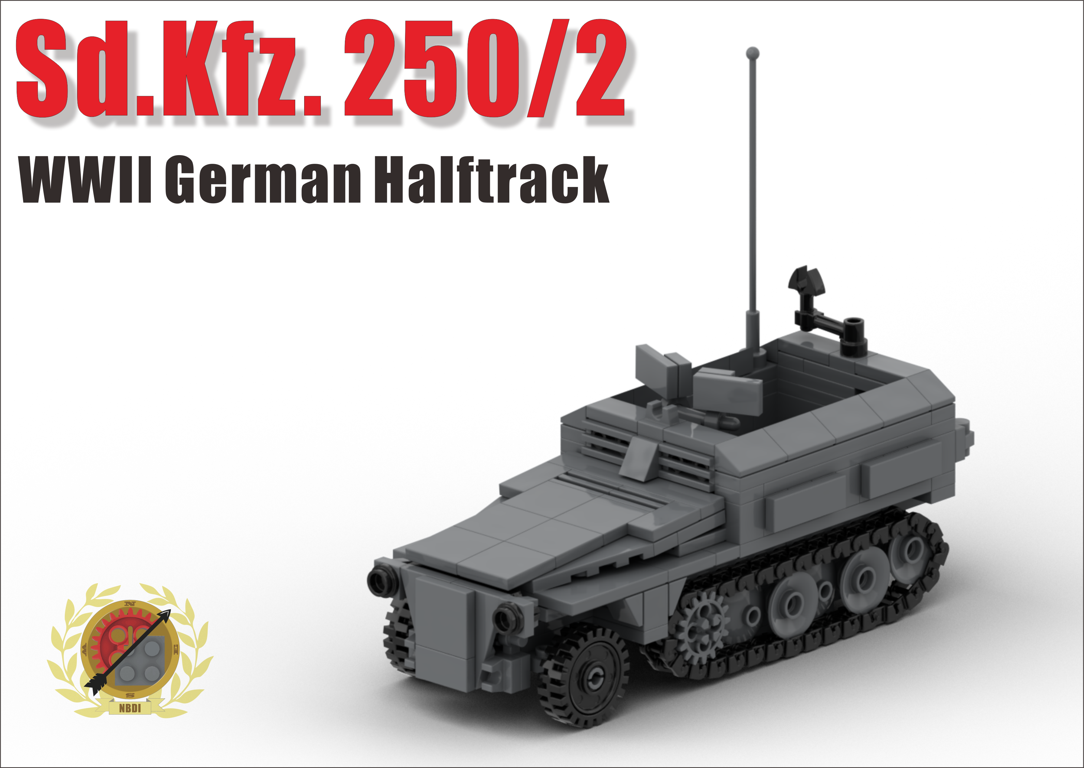 二战德军sd.kfz 250/2型半履带装甲车 乐高式积木模型