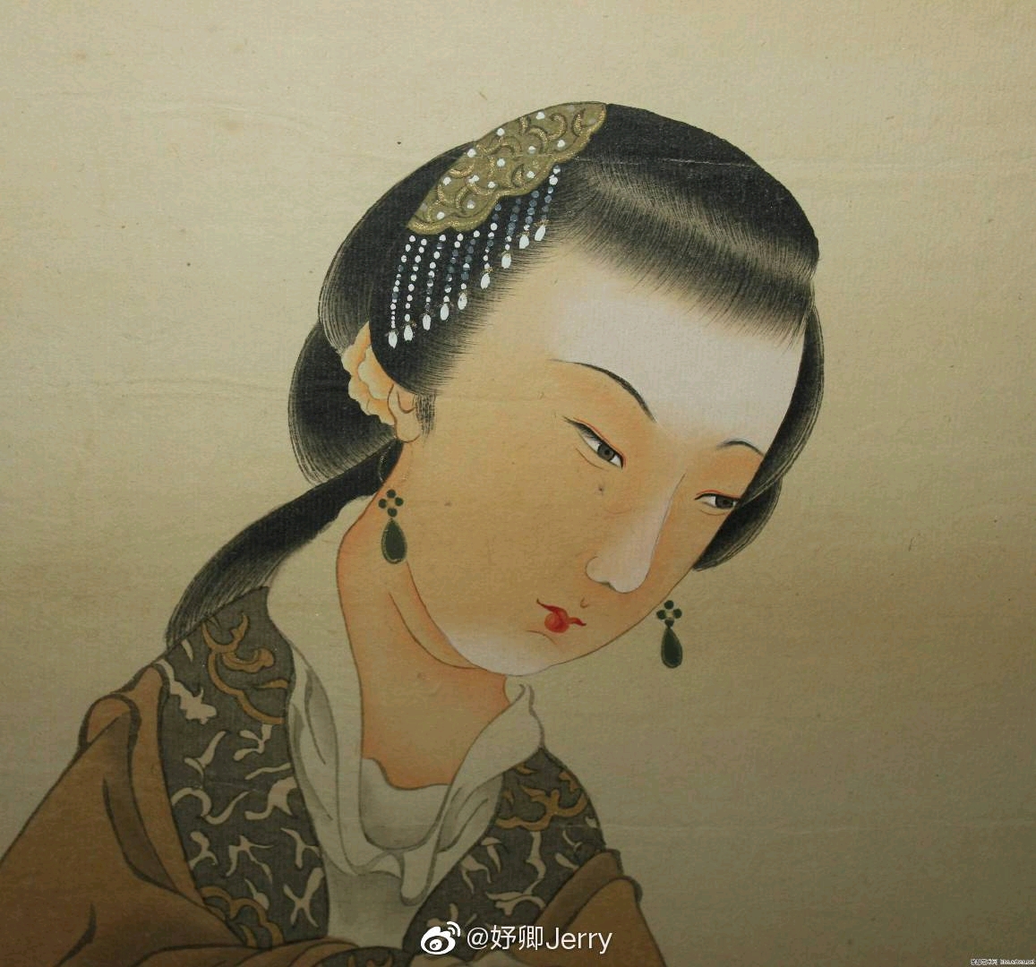 清代仕女图三白妆
