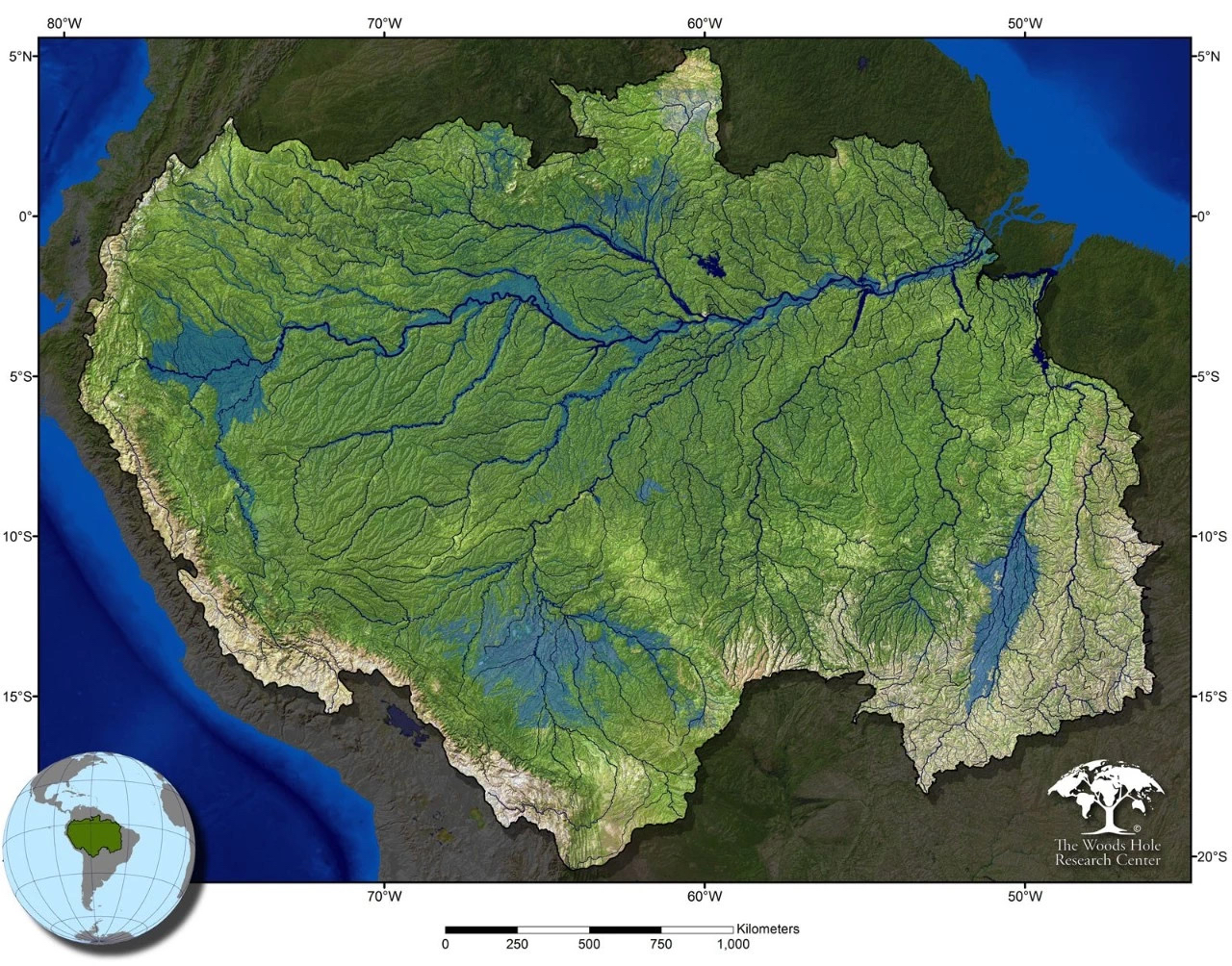 ③放射状水系:河流在穹形山地或火山地区,从高处顺坡流向四周低地,呈