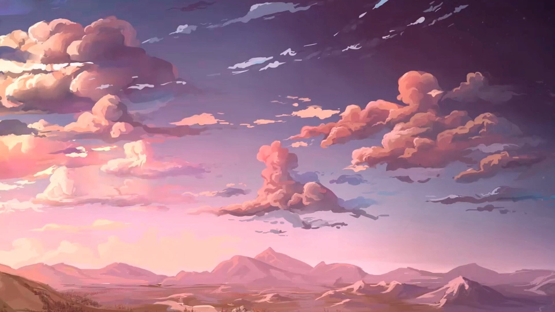 此壁纸为动漫画风,一天的描绘了日落晚霞的美丽风景,欢迎下载体验!