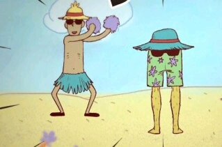 最后一个画面也是饱受争议的,网上出现了一个梅花十三身穿泳衣在海边