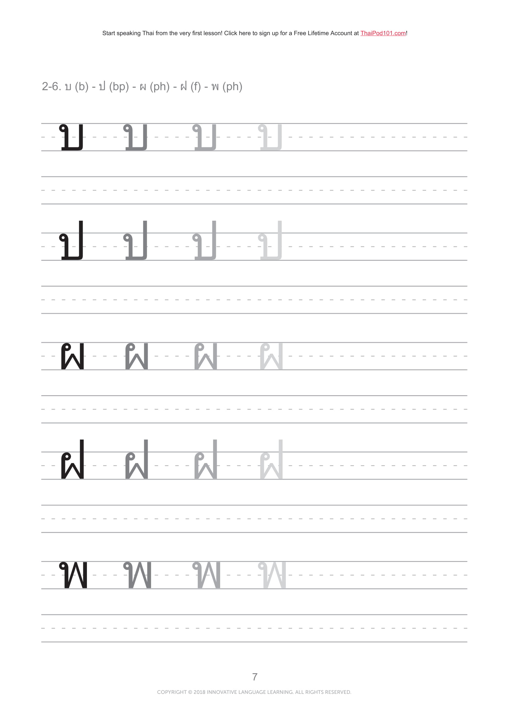 【泰语初学资料 1】字母表,练习,单词,小测验,数字