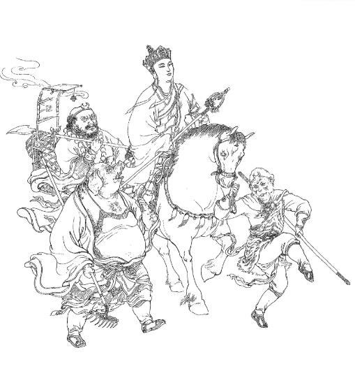 西游记》的主线故事是唐三藏师徒四人并白龙马一路向西去灵山大雷音寺