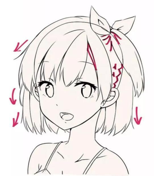 在大的发片中,画上发束,这个时候要有意识的对发束在大的的大小进行