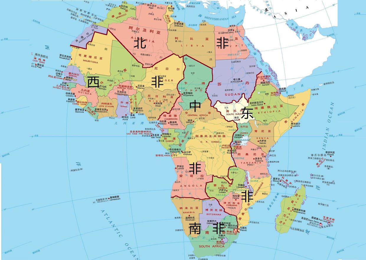 非洲的地理区域划分东南西北中五大区域该怎样划分