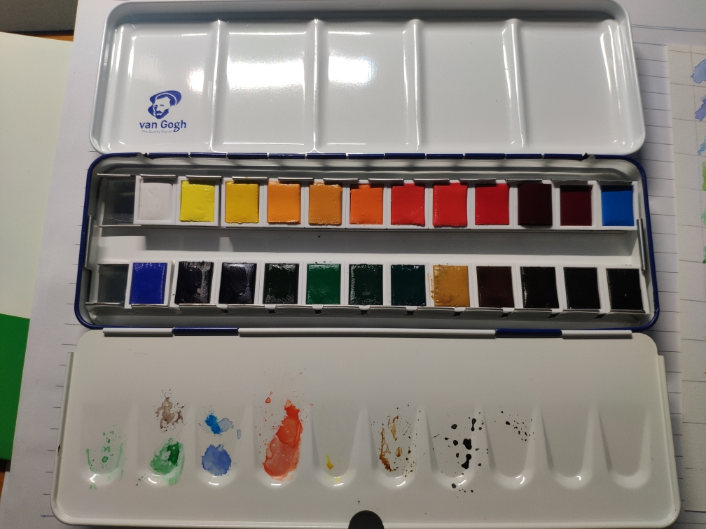 新人入坑 【水彩颜料】【梵高24色】一次伪开箱