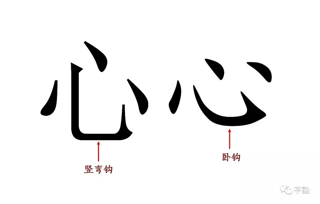 心,左为印刷宋体,右为印刷楷体.