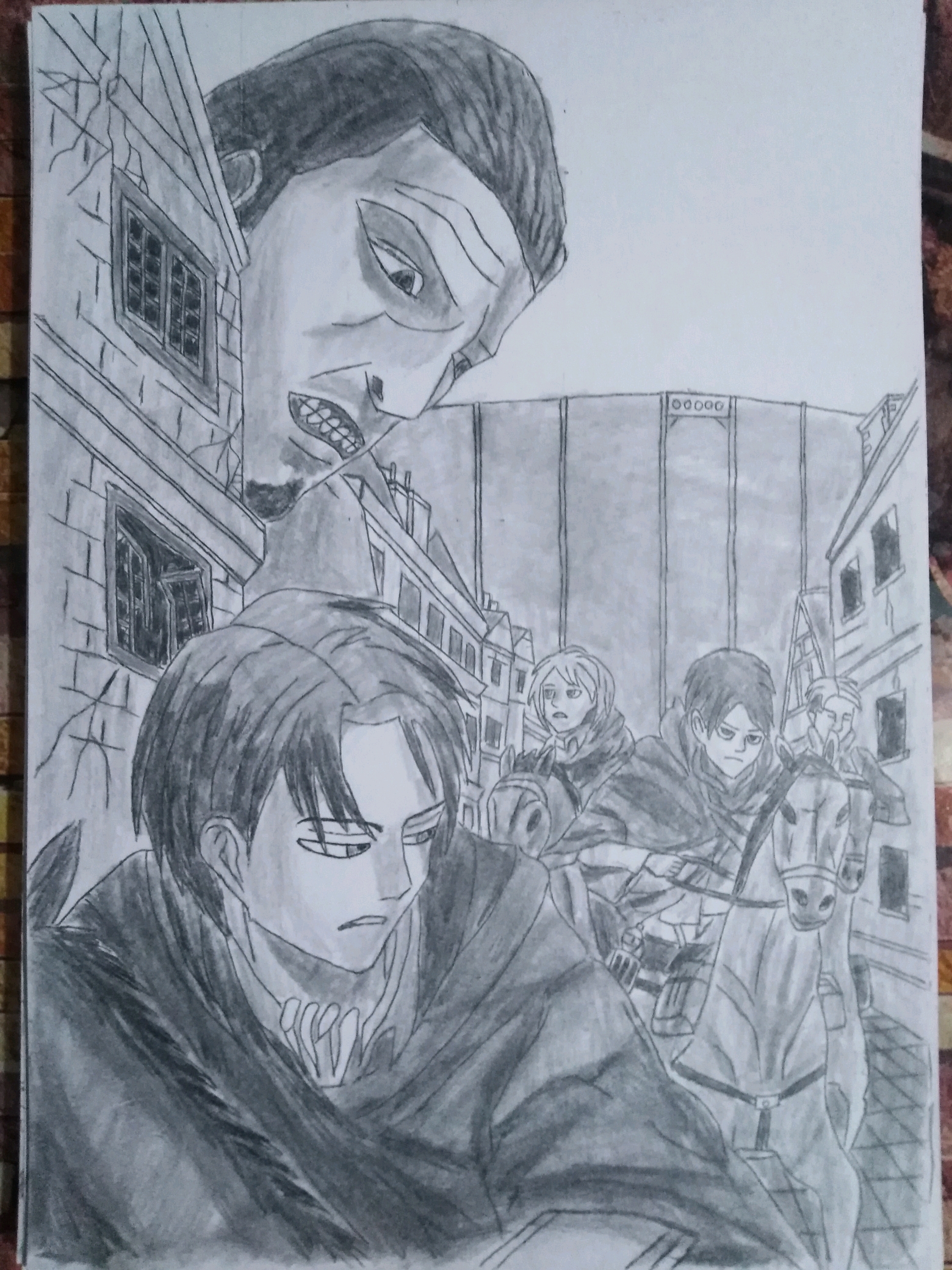 兴趣 绘画 《进击的巨人》临摹漫画封面 上小学就喜欢绘画,但是初中