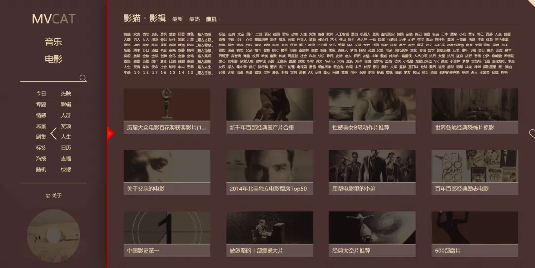 丰富的标签超多不同标签，每个标签点击进入都是相关的系列影片。影片搜