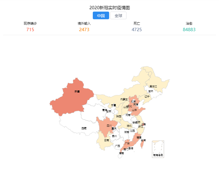 一句话调用中国疫情地图和全球疫情地图组件