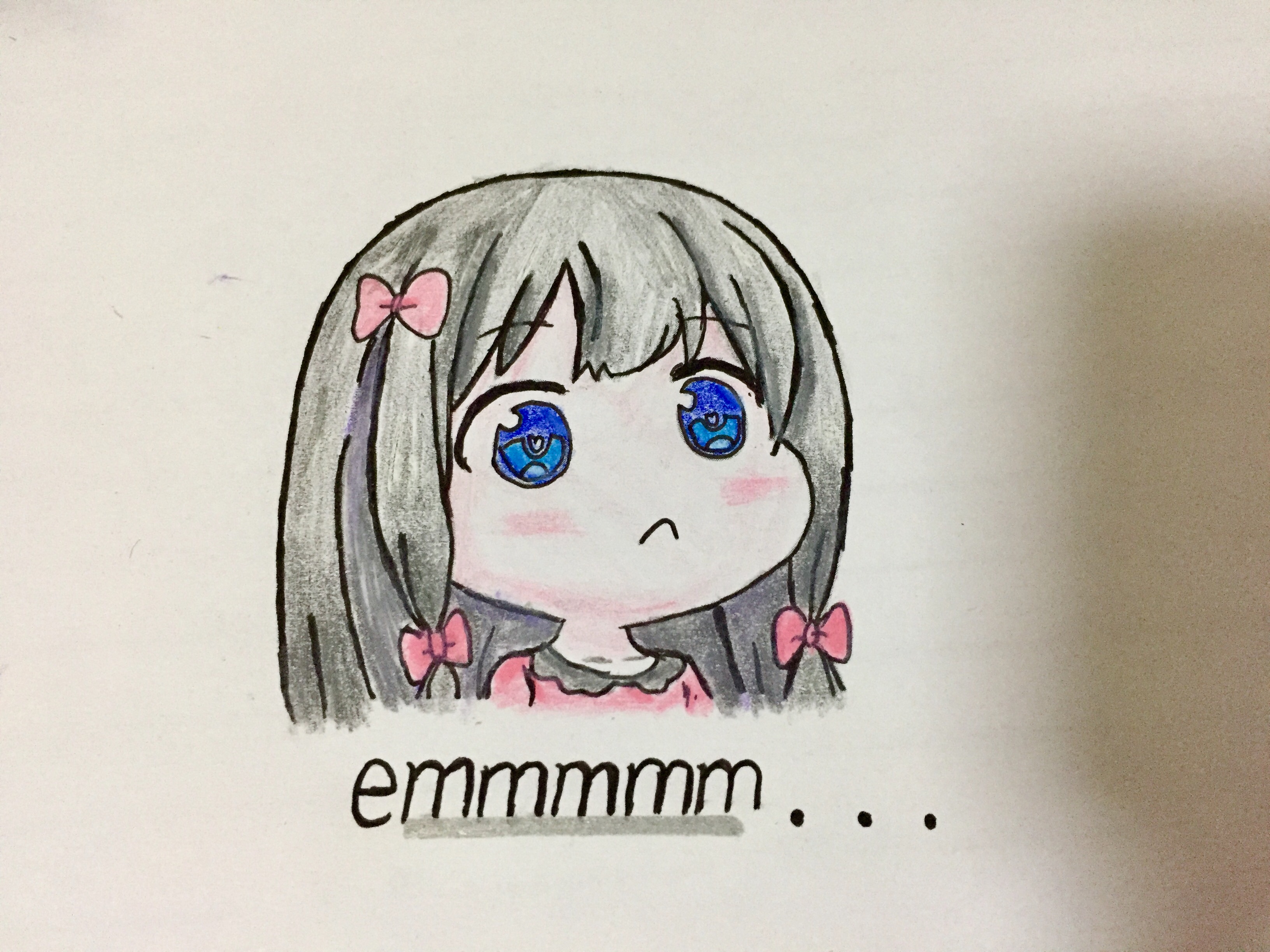 用三支彩铅加上铅笔黑笔画埃罗芒阿emmmm的